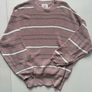 Aritzia Wilfred Striped Pink Sweater
